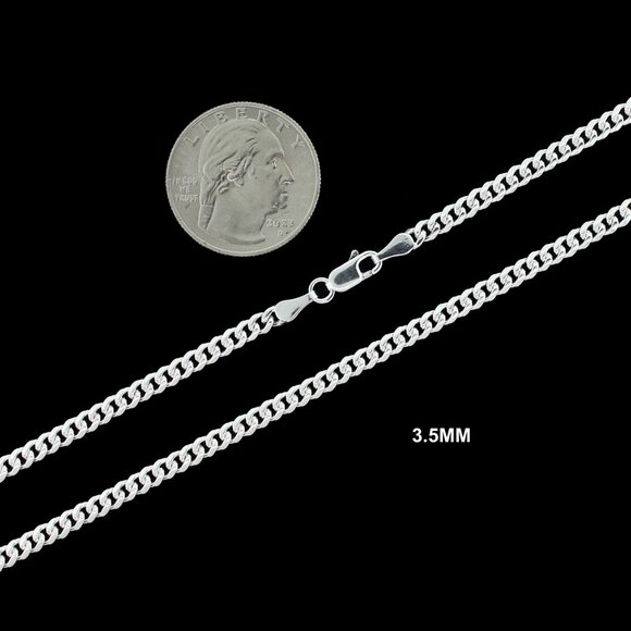 Real 925 SOLID Sterling Silver 3.5mm Miami Cuban Link Chain Necklace 18" inch - Picture 2 of 6